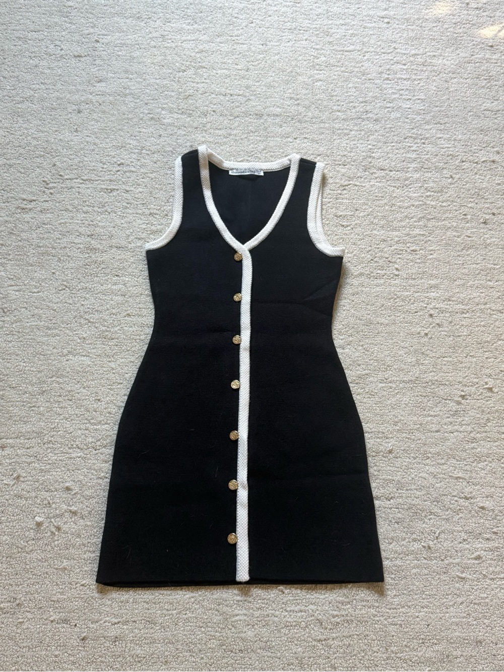 Brand new Abercrombie & Fitch black mini dress with white trim Size XXS